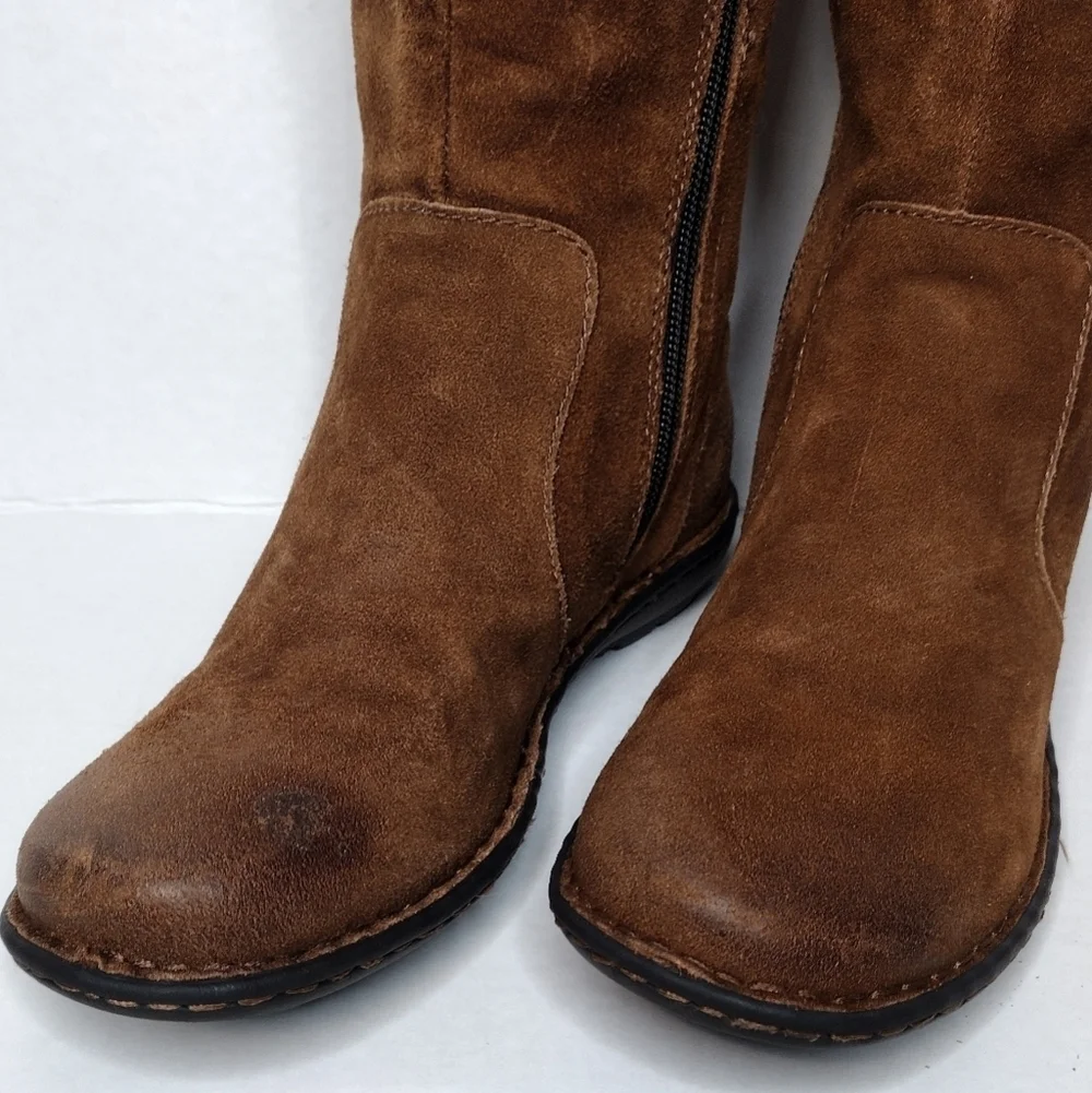 Born Caladium Brown Distressed Zip Tall Riding Over The Knee Boots Sz 6.5